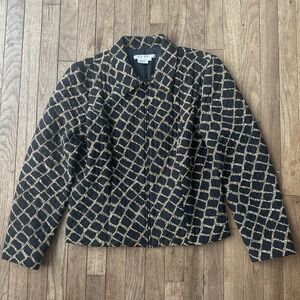 Vintage Maggy London‎ 100% Silk Quilted Jacket Size 12 Black & Gold